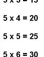 Table de 5 Multiplication