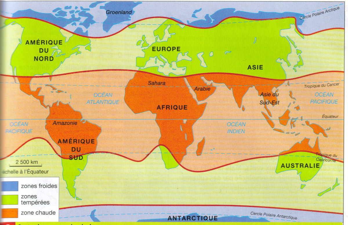 Carte du monde et noms des continents