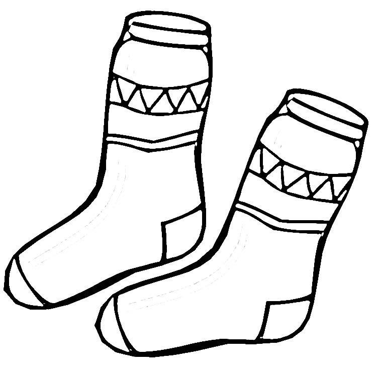 Coloriage chaussettes d'hiver