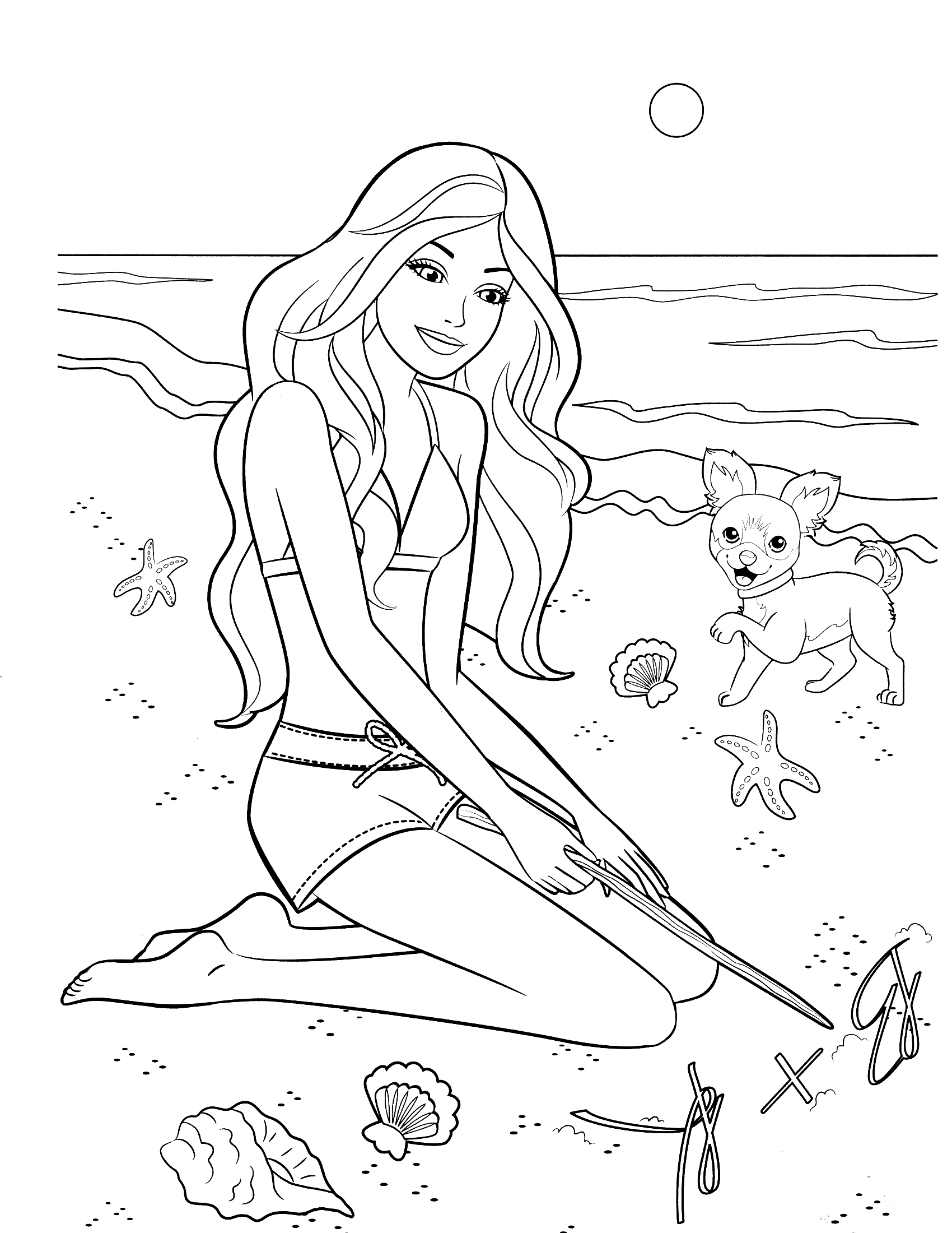 Desenho Da Barbie Na Praia Para Colorir Para Imprimir E Colorir